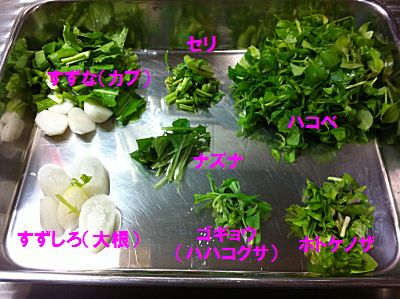 七草を刻んだところ